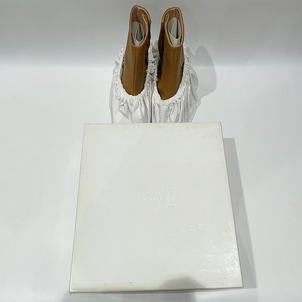 (Maison Margiela) Tabi Boots Size 35 (JP approx. 22.0cm) Brown x Silver Split Toe Crash Heel Tabi Leather/Metal/Resin Women's [Used A] 20240308