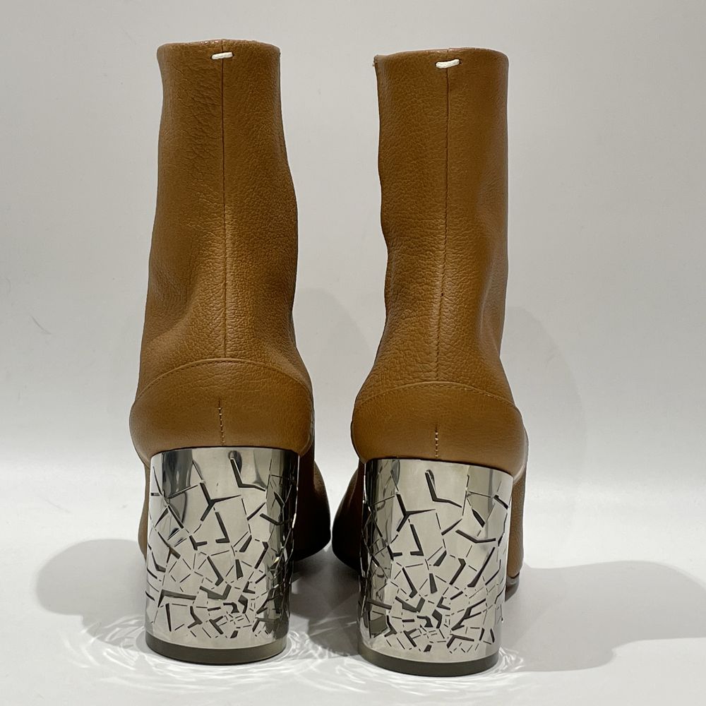 (Maison Margiela) Tabi Boots Size 35 (JP approx. 22.0cm) Brown x Silver Split Toe Crash Heel Tabi Leather/Metal/Resin Women's [Used A] 20240308