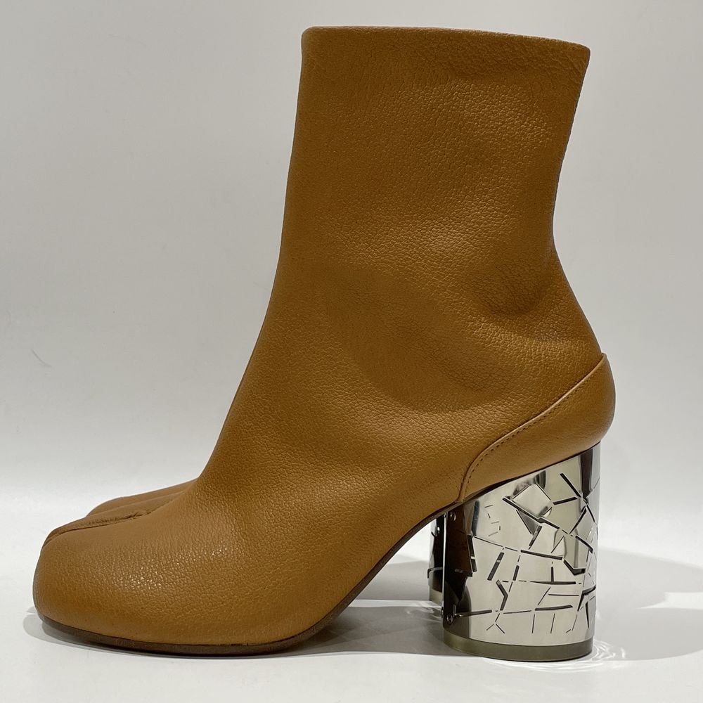 (Maison Margiela) Tabi Boots Size 35 (JP approx. 22.0cm) Brown x Silver Split Toe Crash Heel Tabi Leather/Metal/Resin Women's [Used A] 20240308