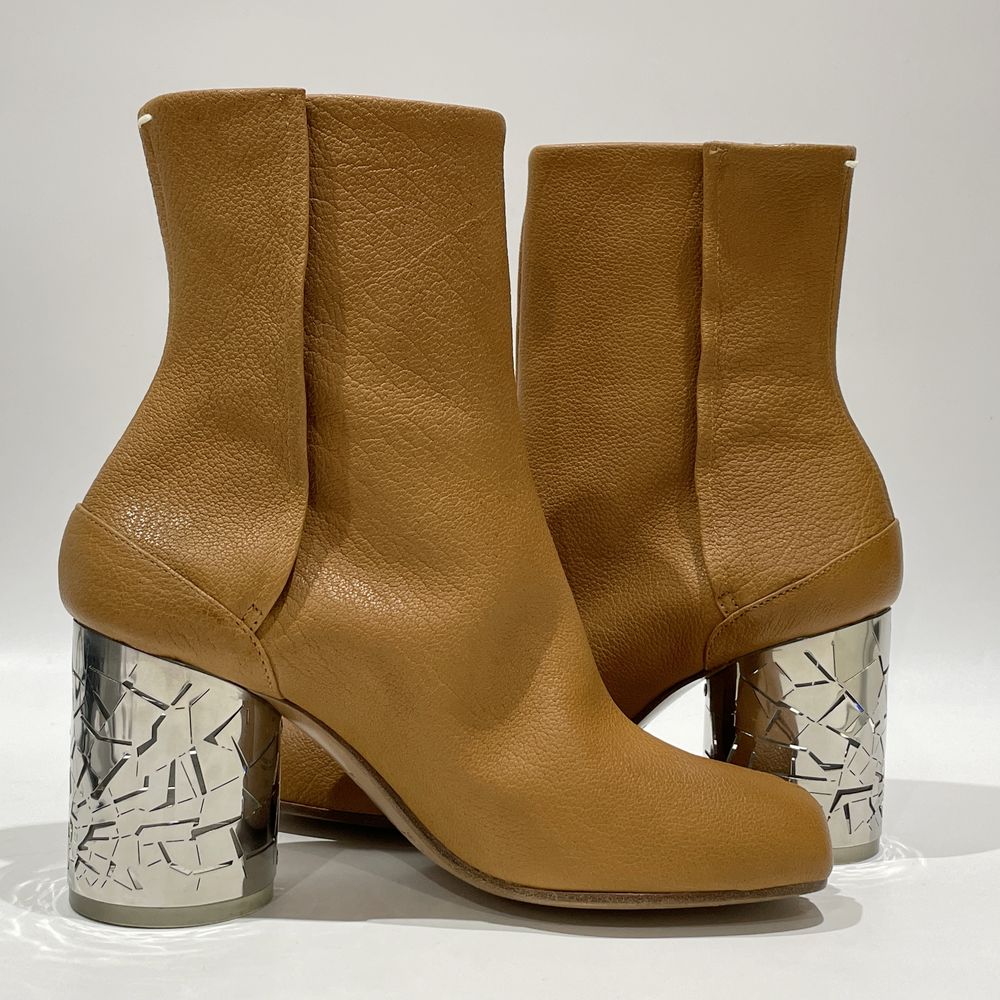 (Maison Margiela) Tabi Boots Size 35 (JP approx. 22.0cm) Brown x Silver Split Toe Crash Heel Tabi Leather/Metal/Resin Women's [Used A] 20240308