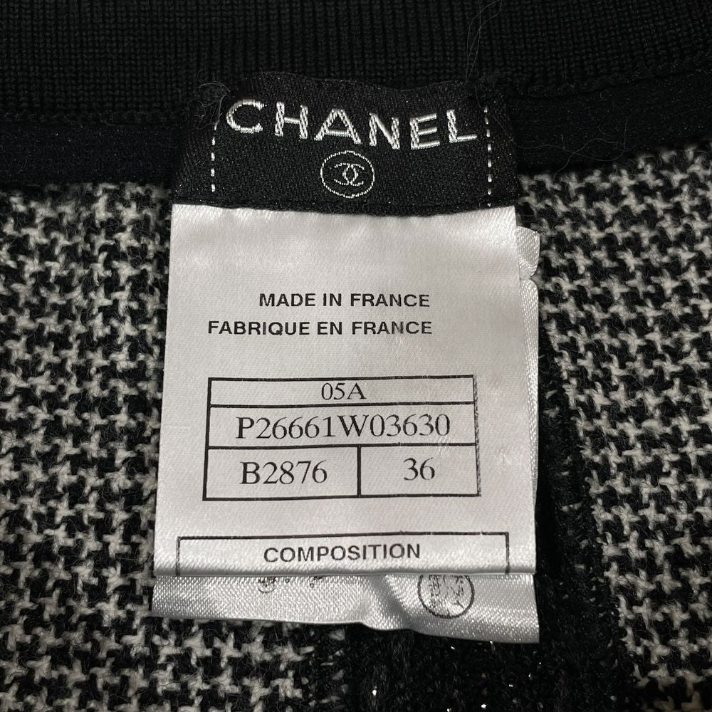 中古B/標準】CHANEL シャネル ココマーク プレート 千鳥格子 ニット ラメ 切り返し 05A 36 レディース スカート20457869