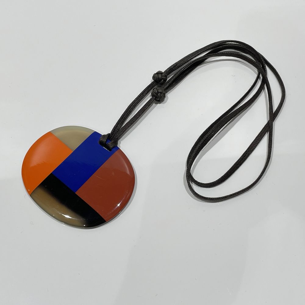 中古AB/使用感小】HERMES エルメス オーバル ラッカー 紐 バッファローホーン レディース ネックレス20457907