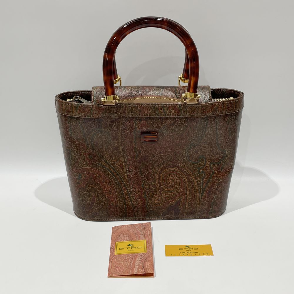ETRO Paisley Tortoiseshell Pattern Plastic Handle Handbag PVC/Leather Women's [Used AB] 20240309