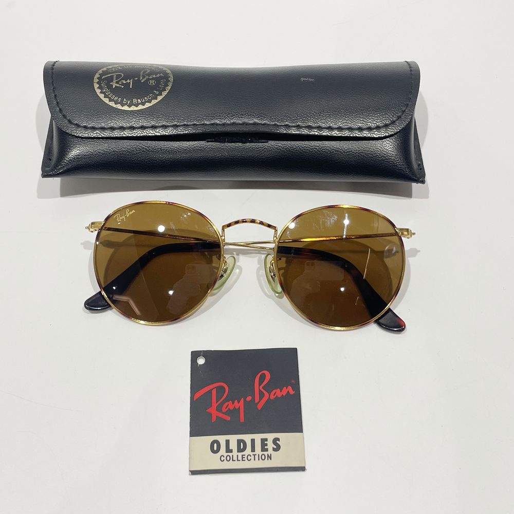 中古AB/使用感小】Ray-Ban レイバン ボストン メタル フレーム デミ柄 B＆L USA ユニセックス サングラス ブラウン20457959