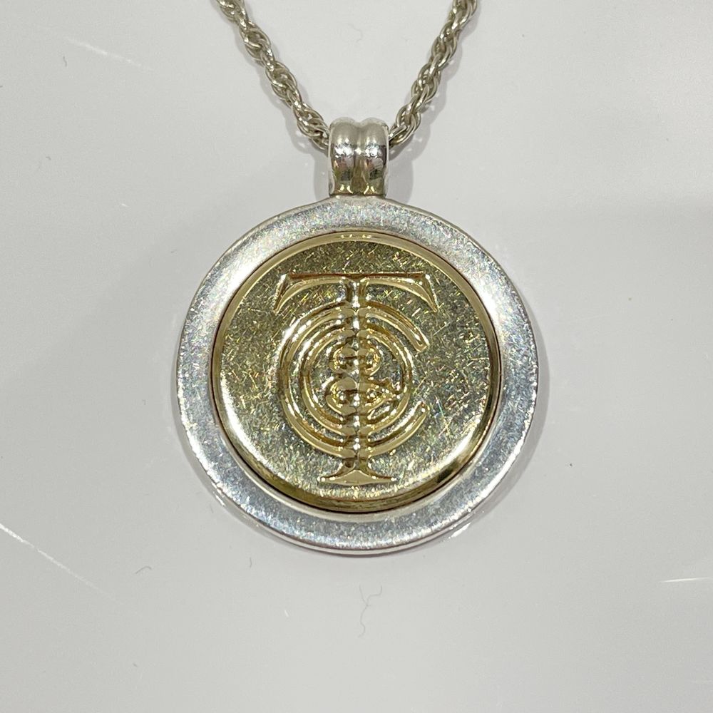 TIFFANY&amp;Co. T&amp;C Coin Logo Round Circle Necklace Silver 925/K18 Yellow Gold Women's [Used B] 20240227