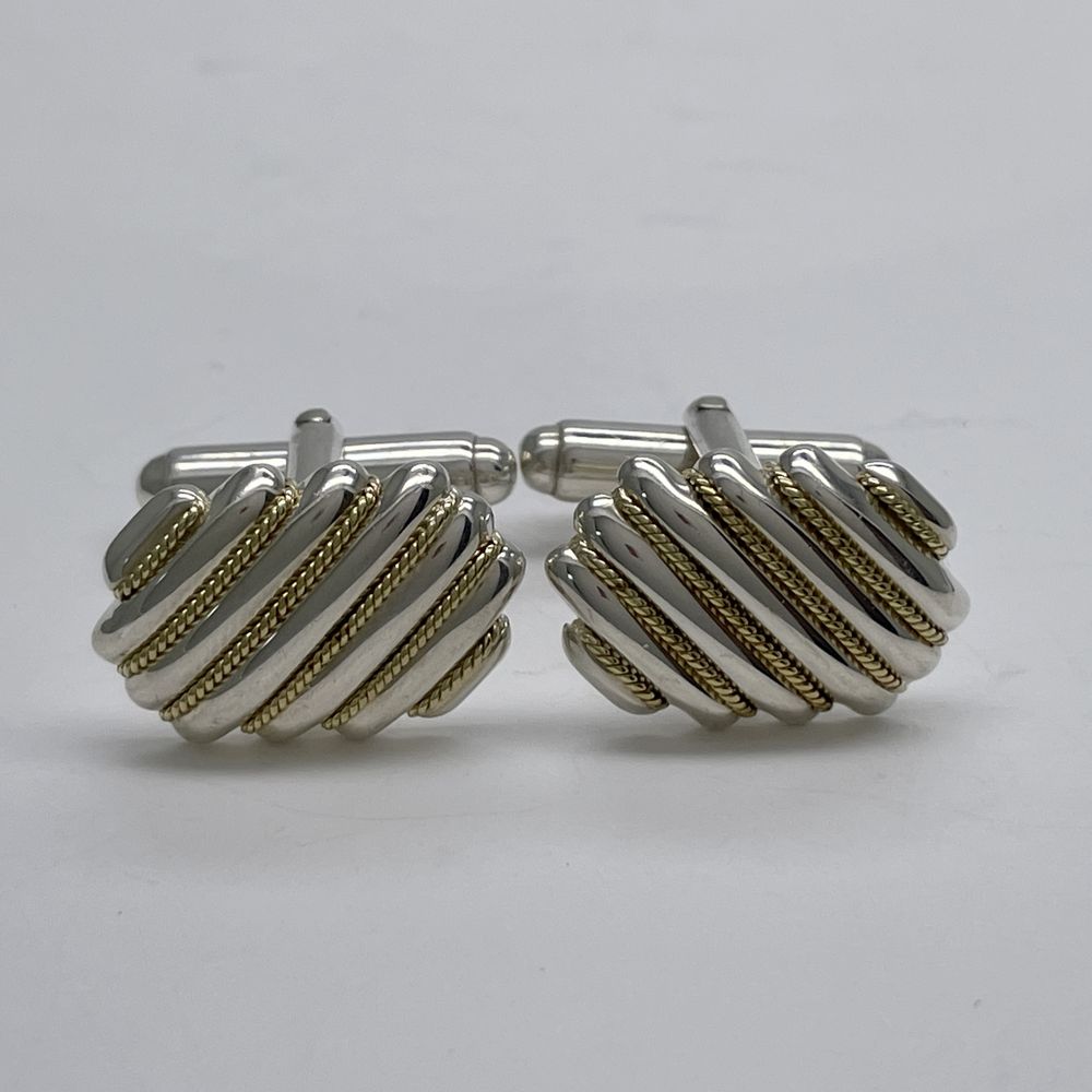 TIFFANY&amp;Co. (Tiffany) Twisted Rope Combi Cufflinks Silver 925/K18 Yellow Gold Men's [Used AB]