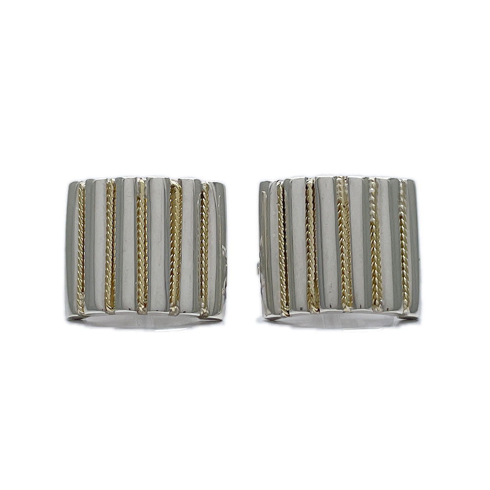 TIFFANY&amp;Co. (Tiffany) Twisted Rope Combination Square Cufflinks Silver 925/K18 Yellow Gold [Used AB] 20240320