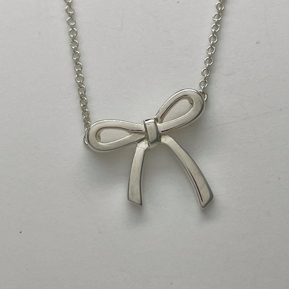 TIFFANY&amp;Co. Bow Ribbon Motif Necklace Silver 925 Women's [Used AB] 20240320