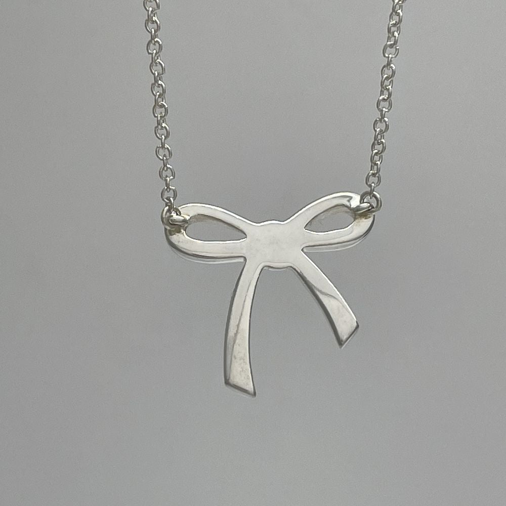 TIFFANY&amp;Co. Bow Ribbon Motif Necklace Silver 925 Women's [Used AB] 20240320