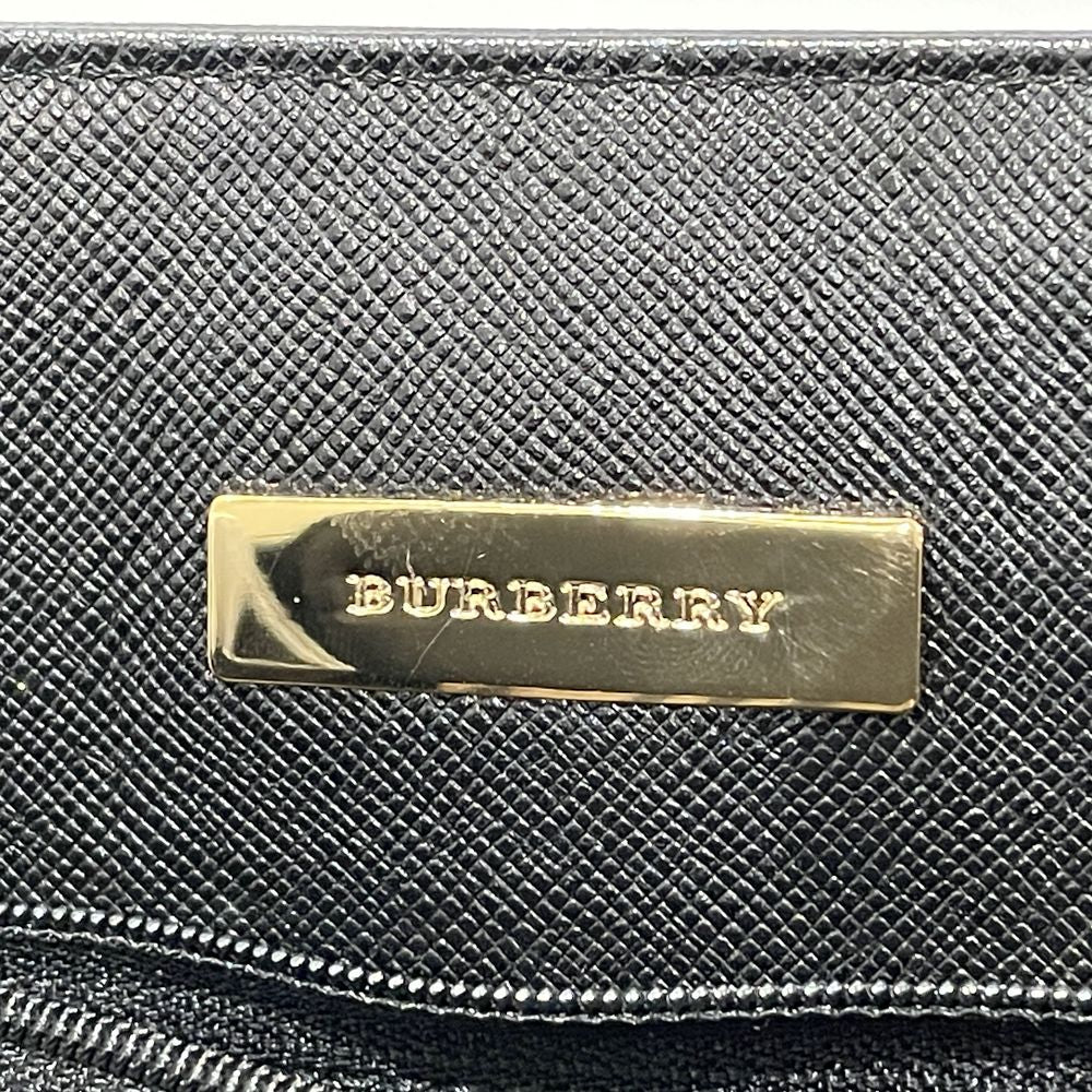 BURBERRY Logo Plate Internal Check Handbag Leather Women's [Used AB] 20240310