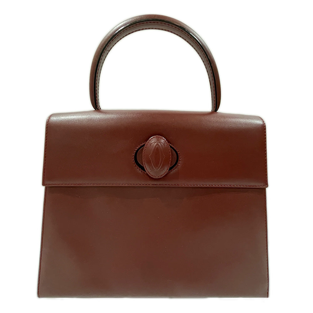 CARTIER Mastline Turnlock Top Handle Handbag Leather Women's [Used AB] 20240310