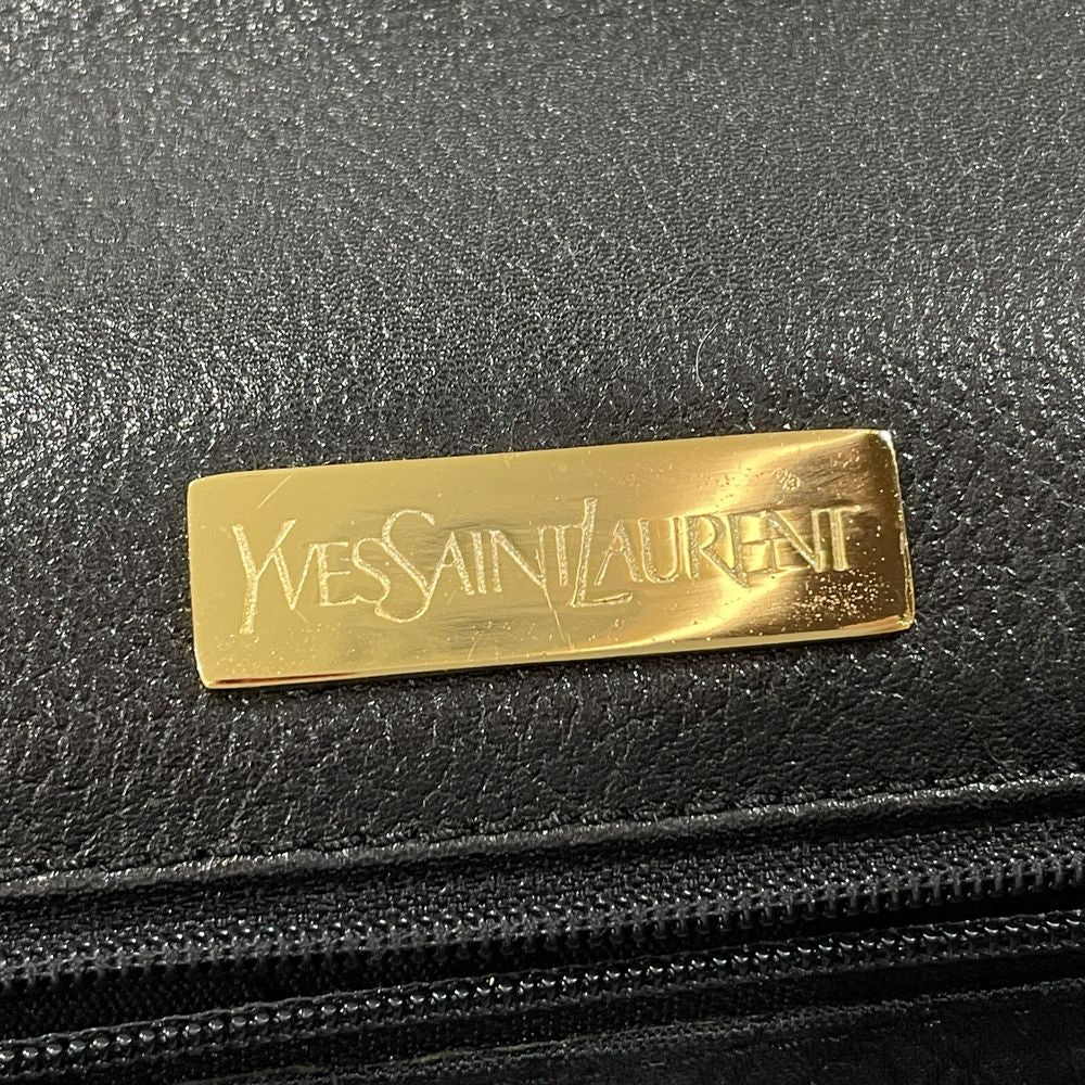 中古B/標準】YVES SAINT LAURENT イヴ・サンローラン YSL ロゴ プレート スクエア 斜め掛け ヴィンテージ レディース  ショルダーバッグ ブラック20458218