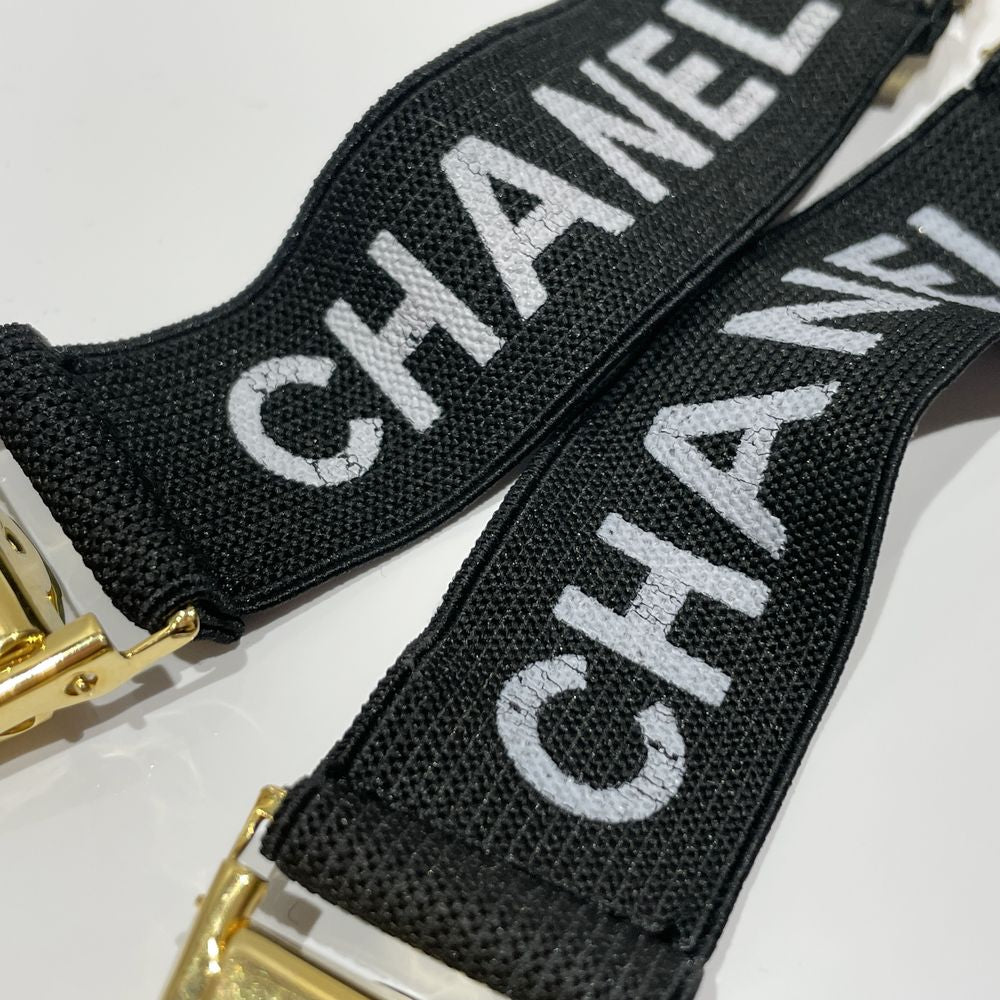 中古AB/使用感小】CHANEL シャネル ヴィンテージ ロゴ アームバンド ペア 袖留め レディース その他小物 ブラック×ゴールド20458224