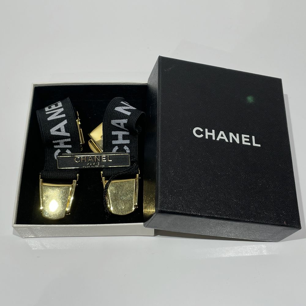 中古AB/使用感小】CHANEL シャネル ヴィンテージ ロゴ アームバンド ペア 袖留め レディース その他小物 ブラック×ゴールド20458224