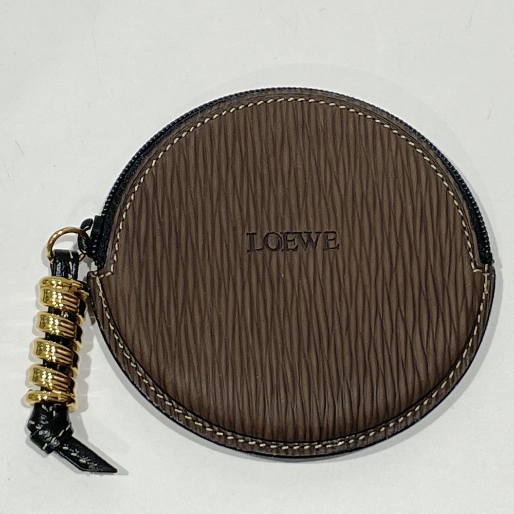 LOEWE Velazquez Logo Round Vintage Coin Case Leather Women's [Used AB] 20240313