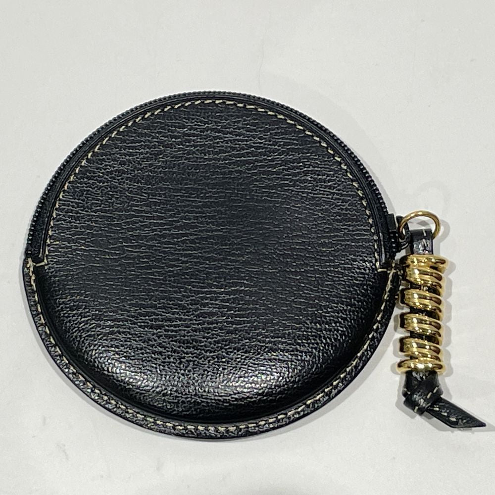 Used AB/Slightly used] LOEWE Loewe Velasquez Logo Round Vintage Ladies Coin  Case Black x Brown 20458226