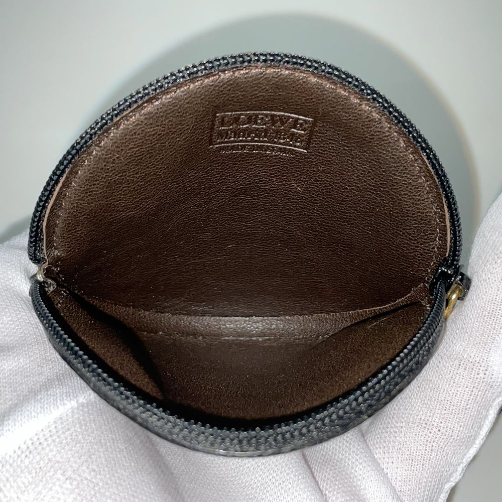 Used AB/Slightly used] LOEWE Loewe Velasquez Logo Round Vintage Ladies Coin  Case Black x Brown 20458226