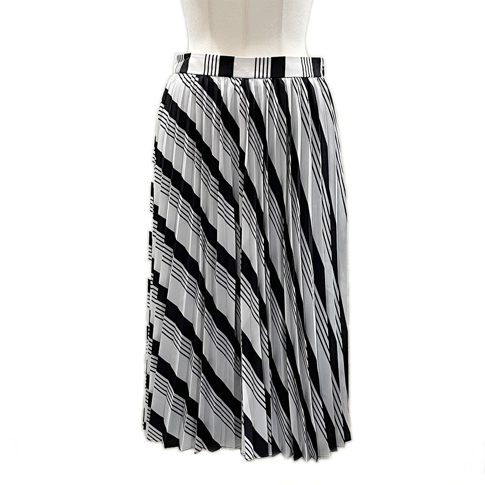 BALENCIAGA Striped Pleated Side Zip 2017 Long Skirt Polyester Women's [Used AB] 20240324