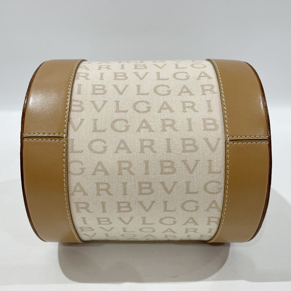 BVLGARI B-ZERO1 Logomania Cylindrical Drum Shoulder Bag Canvas/Leather Women's [Used AB] 20240309