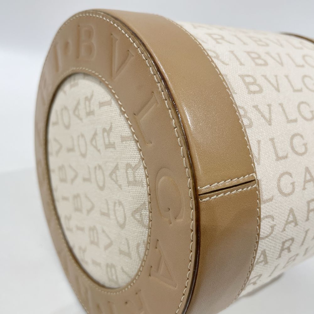 BVLGARI B-ZERO1 Logomania Cylindrical Drum Shoulder Bag Canvas/Leather Women's [Used AB] 20240309