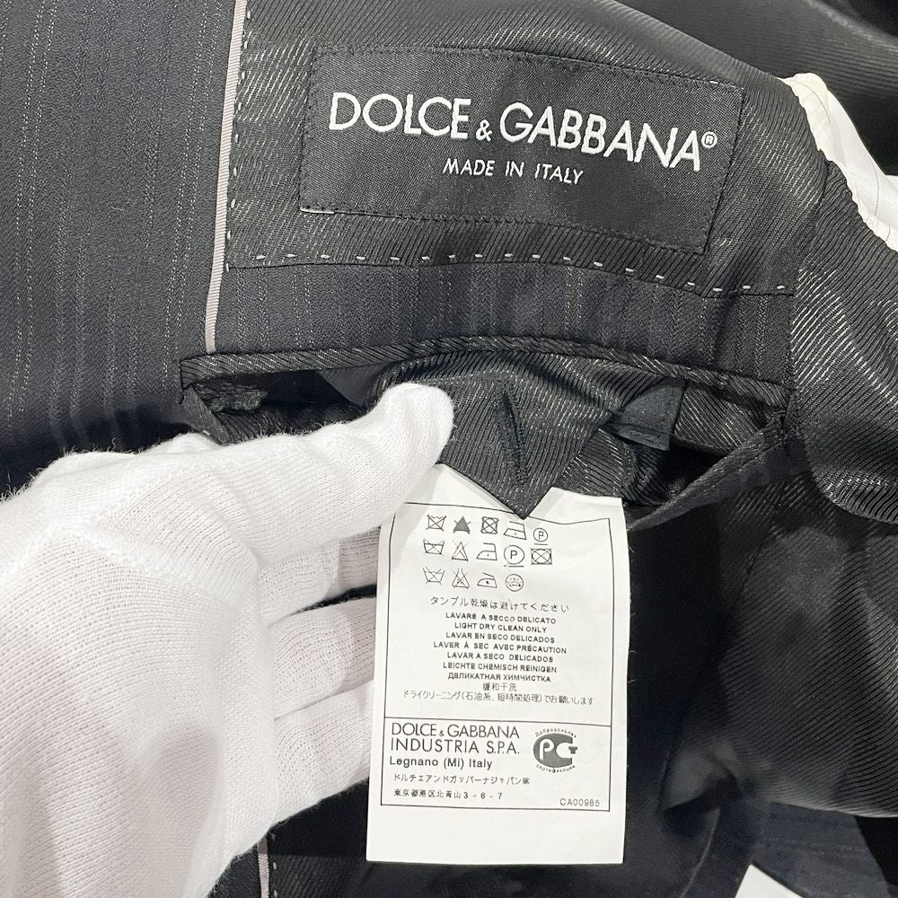 中古AB/使用感小】DOLCE&GABBANA ドルチェアンドガッバーナ セットアップ サイズ48上下 ストライプ メンズ スーツ  ブラック20458458