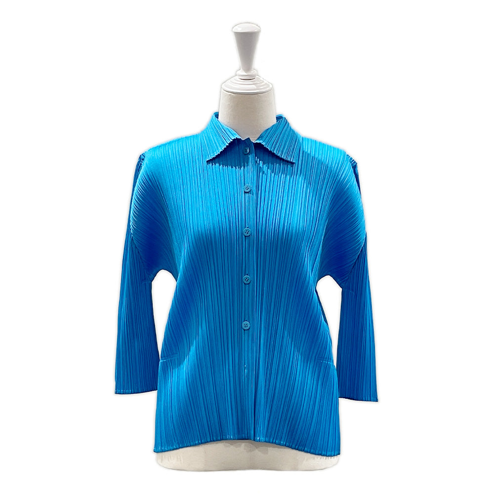 PLEATS PLEASE Issey Miyake Half Sleeve Shirt PP21-JJ188 Blouse Polyester Women's [Used B] 20240326
