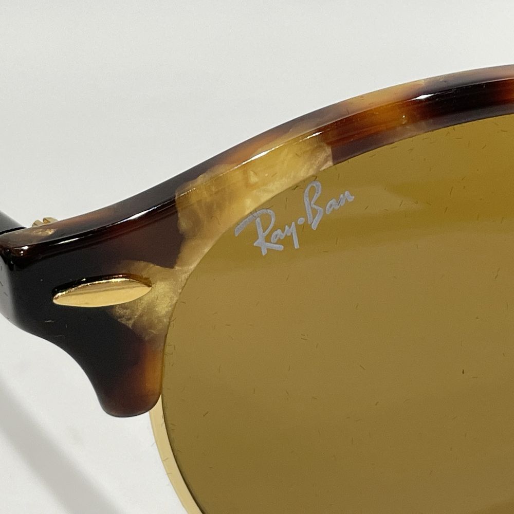 Ray-Ban CLUBROUND RB4246 Round Combi Frame Demi Pattern Sunglasses Metal/Acetate Unisex [Used AB]