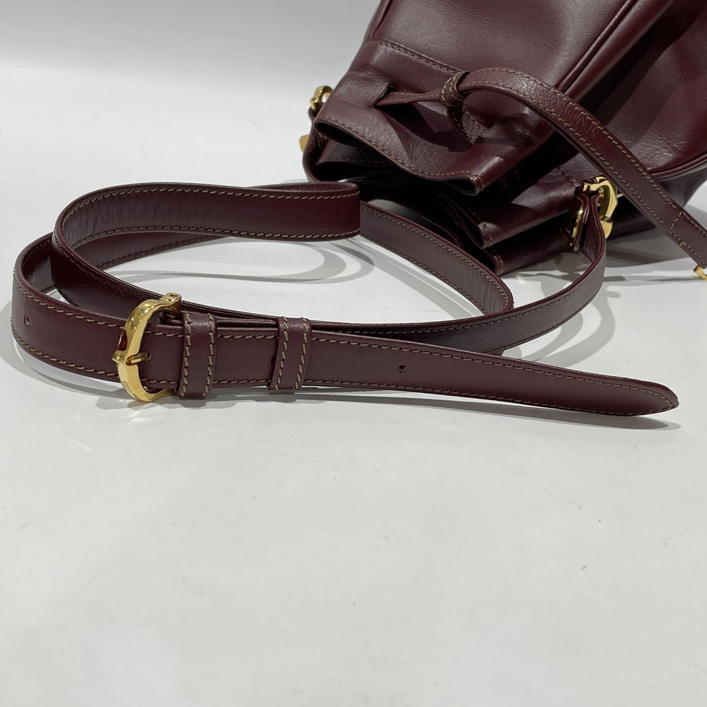 CARTIER Mastline Drawstring Crossbody Vintage Shoulder Bag Leather [Used AB]