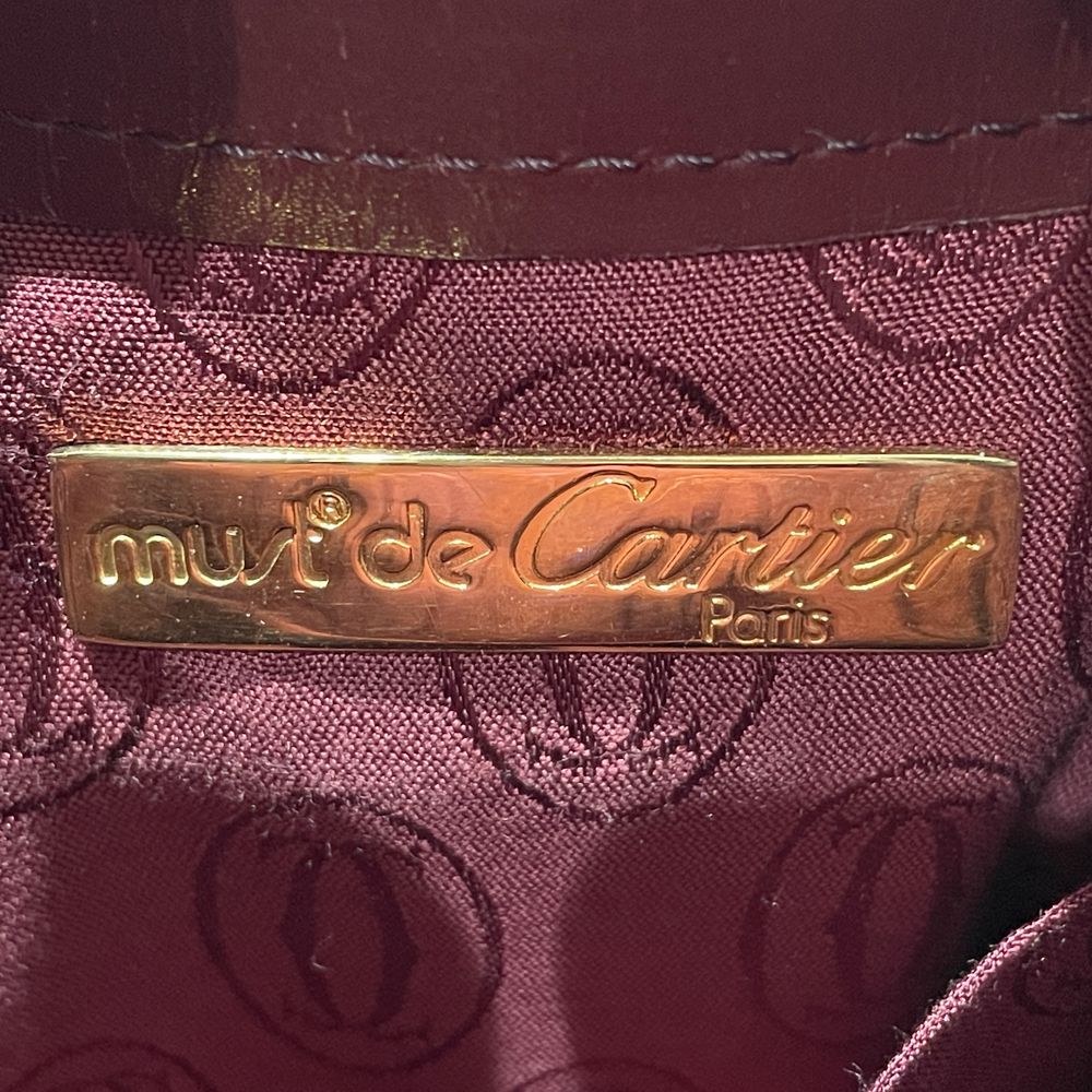 中古AB/使用感小】CARTIER カルティエ マストライン 巾着 斜め掛け ヴィンテージ レディース ショルダーバッグ ボルドー20459293