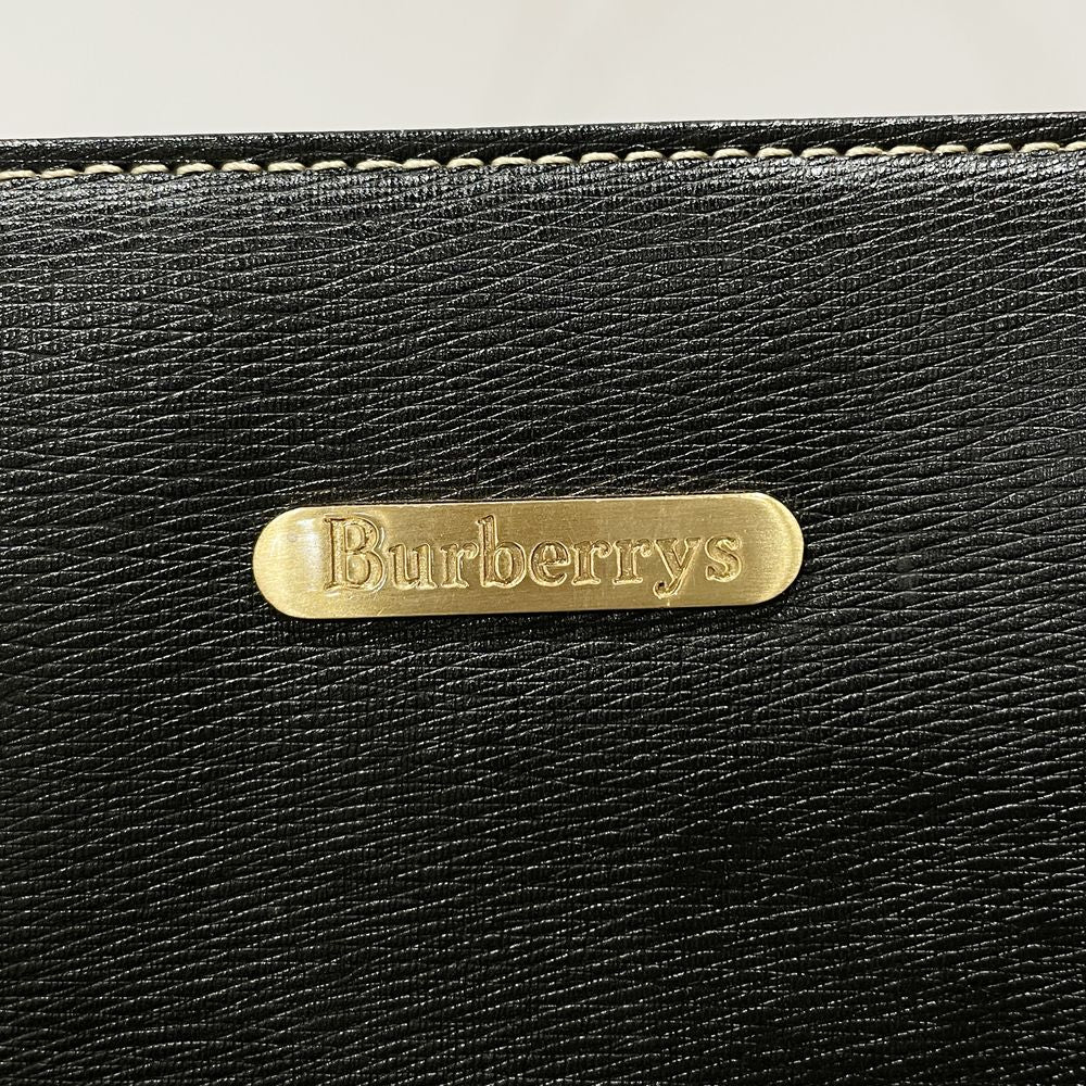 Burberrys Logo Plate Internal Check Side Button Vintage Handbag Leather Women's [Used AB] 20240324