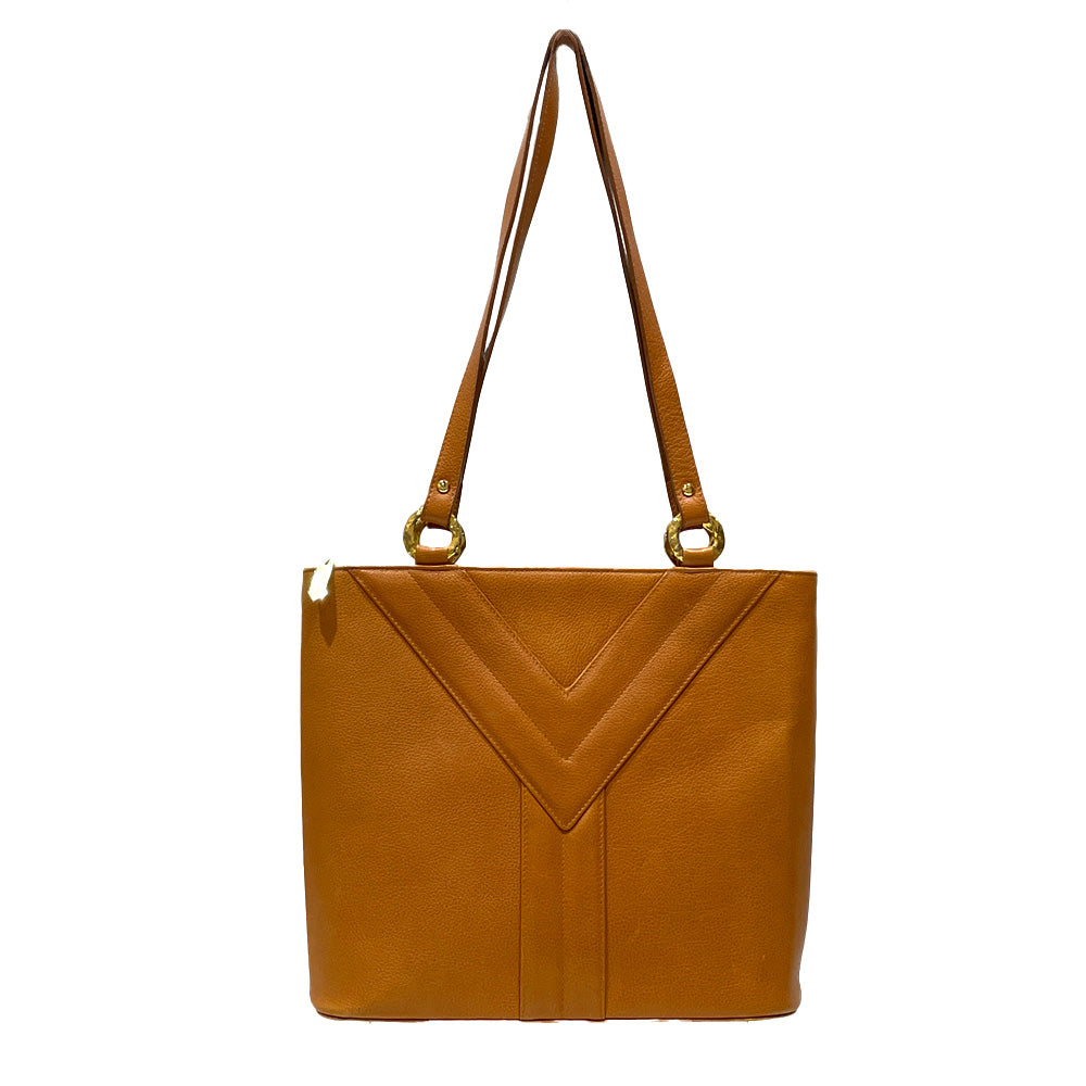 YVES SAINT LAURENT Y Logo Vintage Shoulder Tote Bag Leather Women's [Used B] 20240324