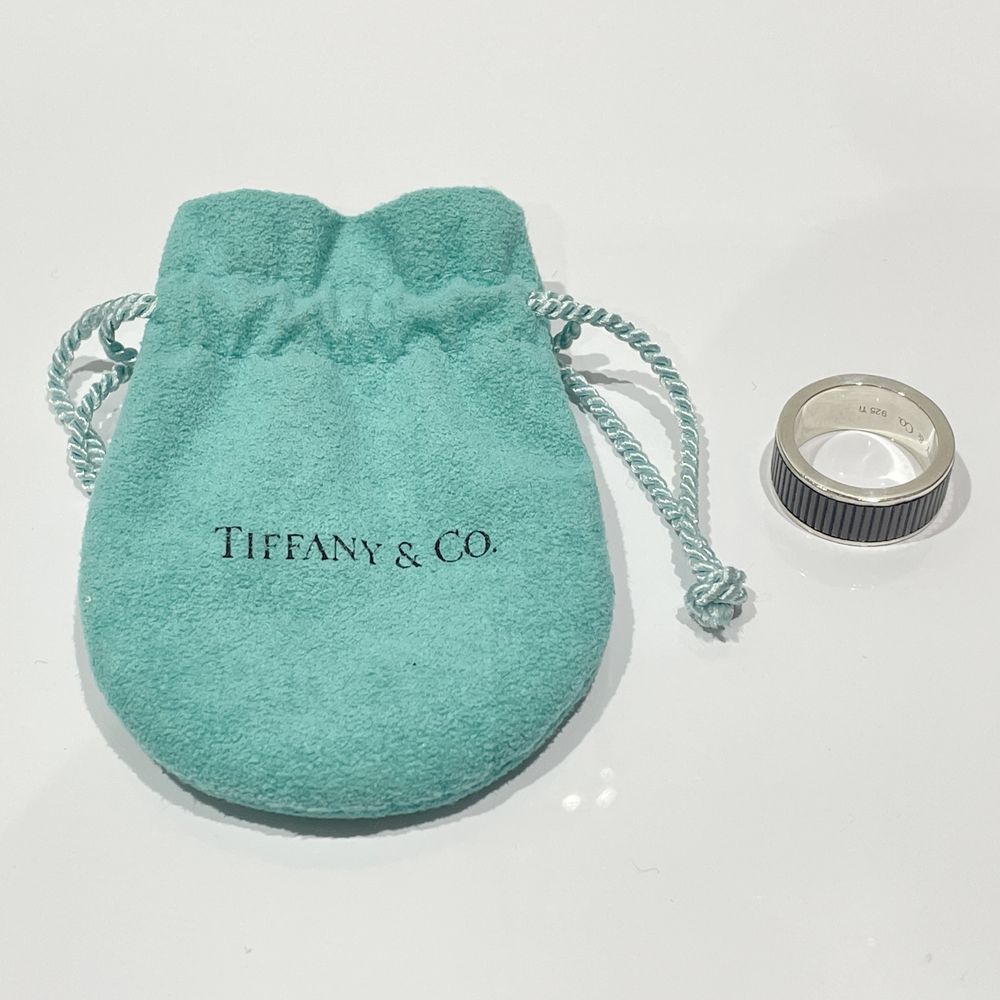 中古B/標準】TIFFANY&Co. ティファニー 【レア】コインエッジ シルバー925 チタン メンズ リング・指輪 15.5号 シルバー ×ブラック20460385