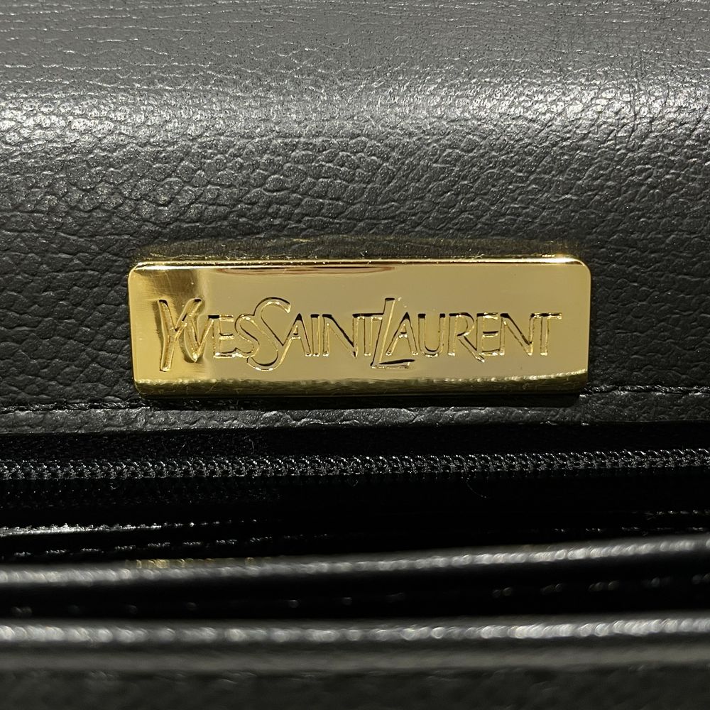 YVES SAINT LAURENT(イヴ・サンローラン) YSL ロゴプレート スクエア型 ヴィンテージ クラッチバッグ レザー レディース【中古AB】20240330