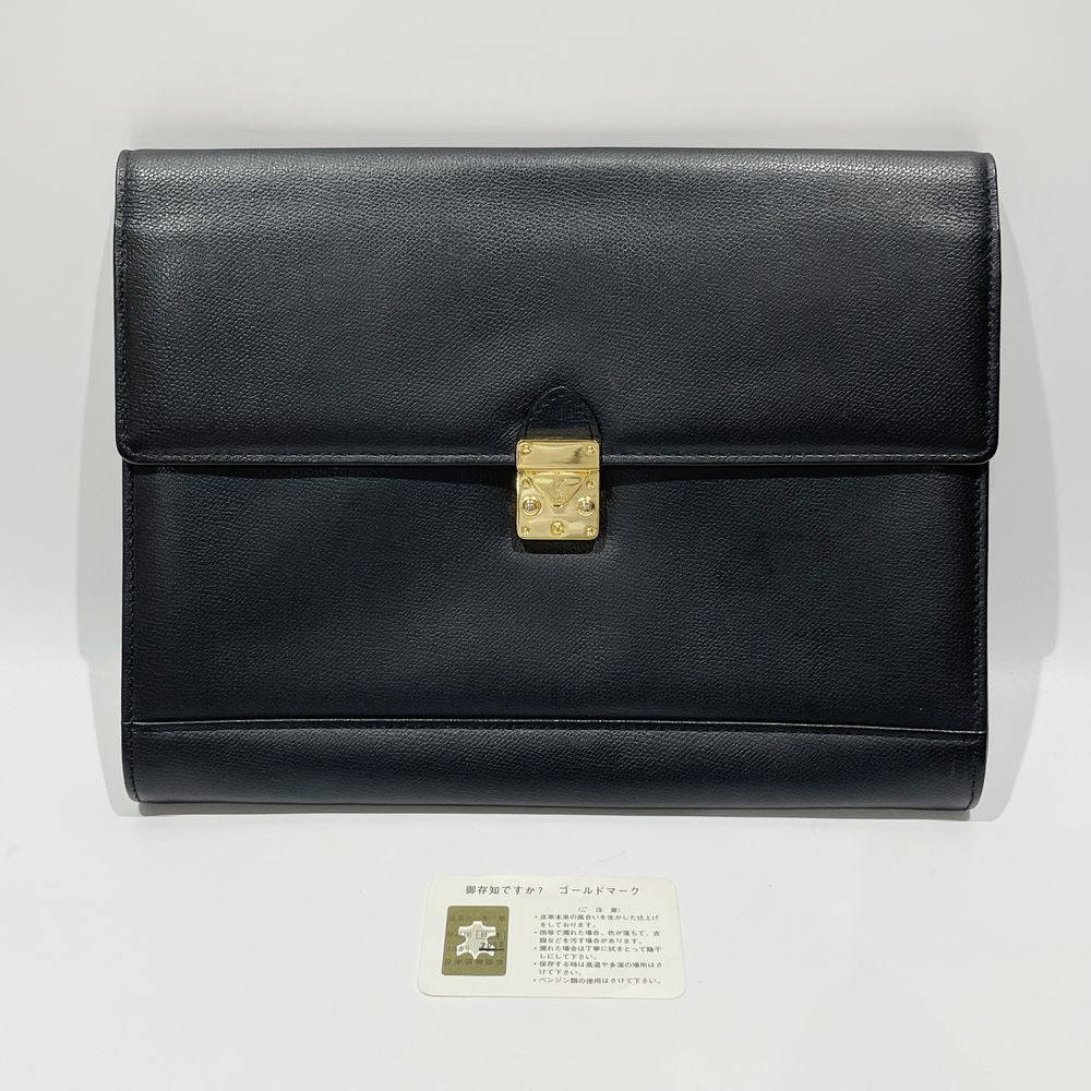 YVES SAINT LAURENT(イヴ・サンローラン) YSL ロゴプレート スクエア型 ヴィンテージ クラッチバッグ レザー レディース【中古AB】20240330