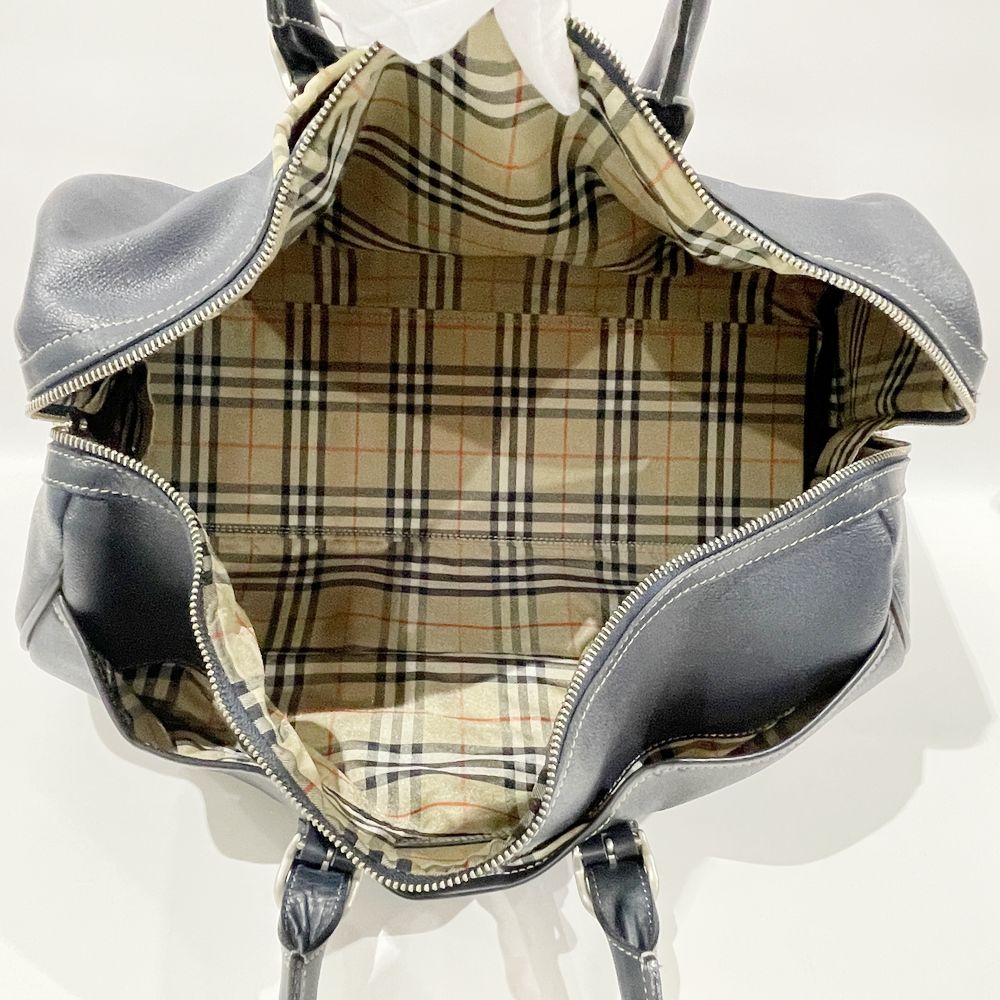 BURBERRY(バーバリー) GOLF ゴルフ ロゴ 一部チェック柄 ヴィンテージ ボストンバッグ レザー レディース【中古B】20240330