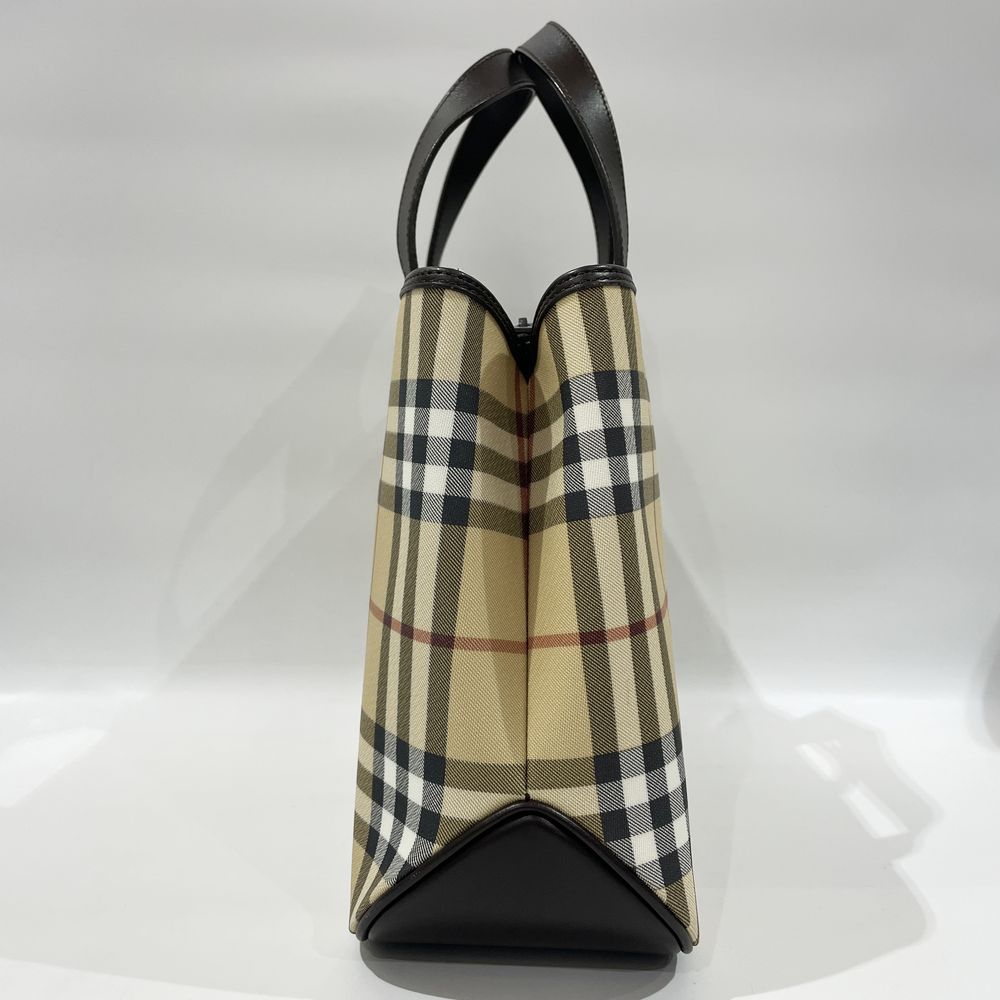 BURBERRY(バーバリー) ロゴ プレート チェック ハンドバッグ PVC/レザー レディース【中古AB】20240331