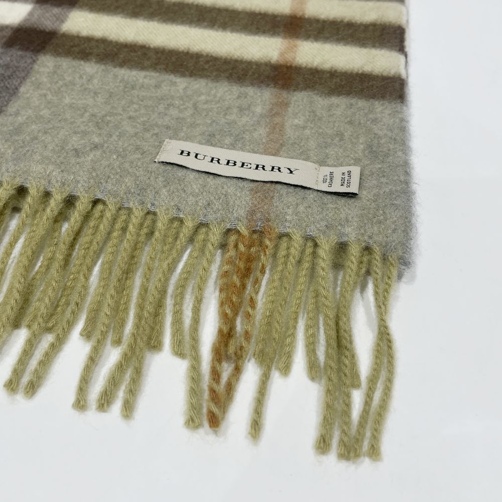 中古A/美品】BURBERRY バーバリー カシミヤ100％ノバチェック レディース マフラー グリーン20460948