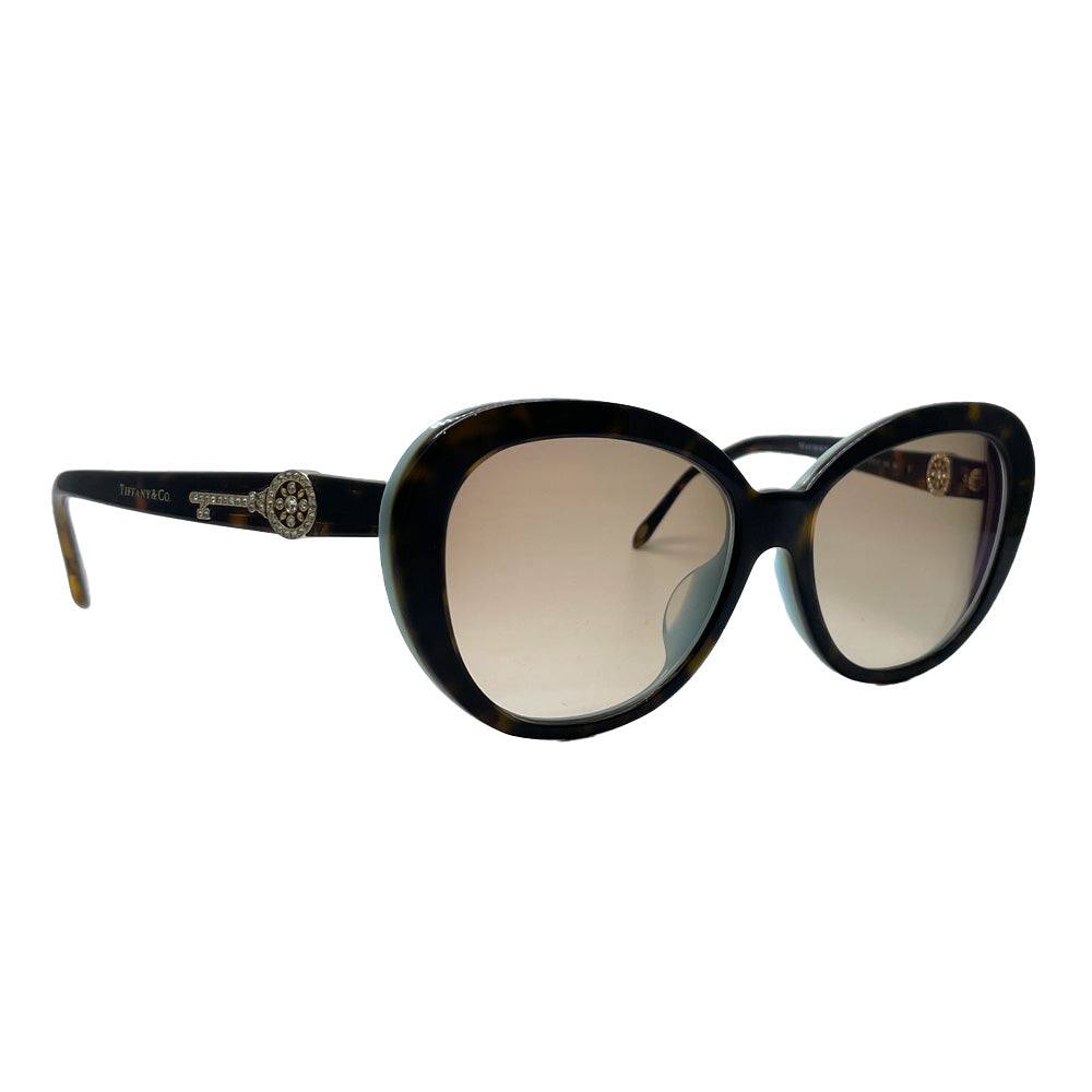 TIFFANY&amp;Co. Petal Key Demi Pattern Cat Eye Eyewear TF4118-BF Sunglasses Acetate/Metal/Glass Unisex [Used AB] 20240327