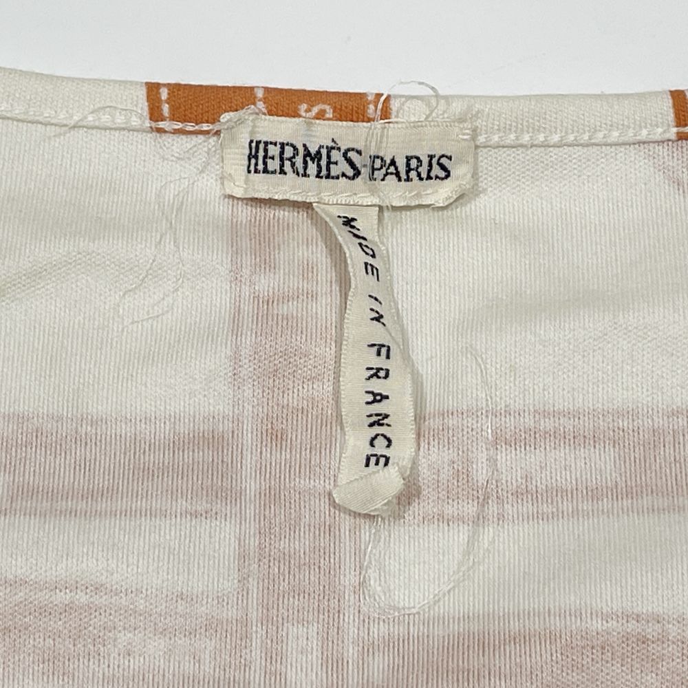 中古AB/使用感小】HERMES エルメス ボルデュック Lサイズ マルジェラ期 ロングTシャツ リボン柄 ロゴ レディース カットソー20460983