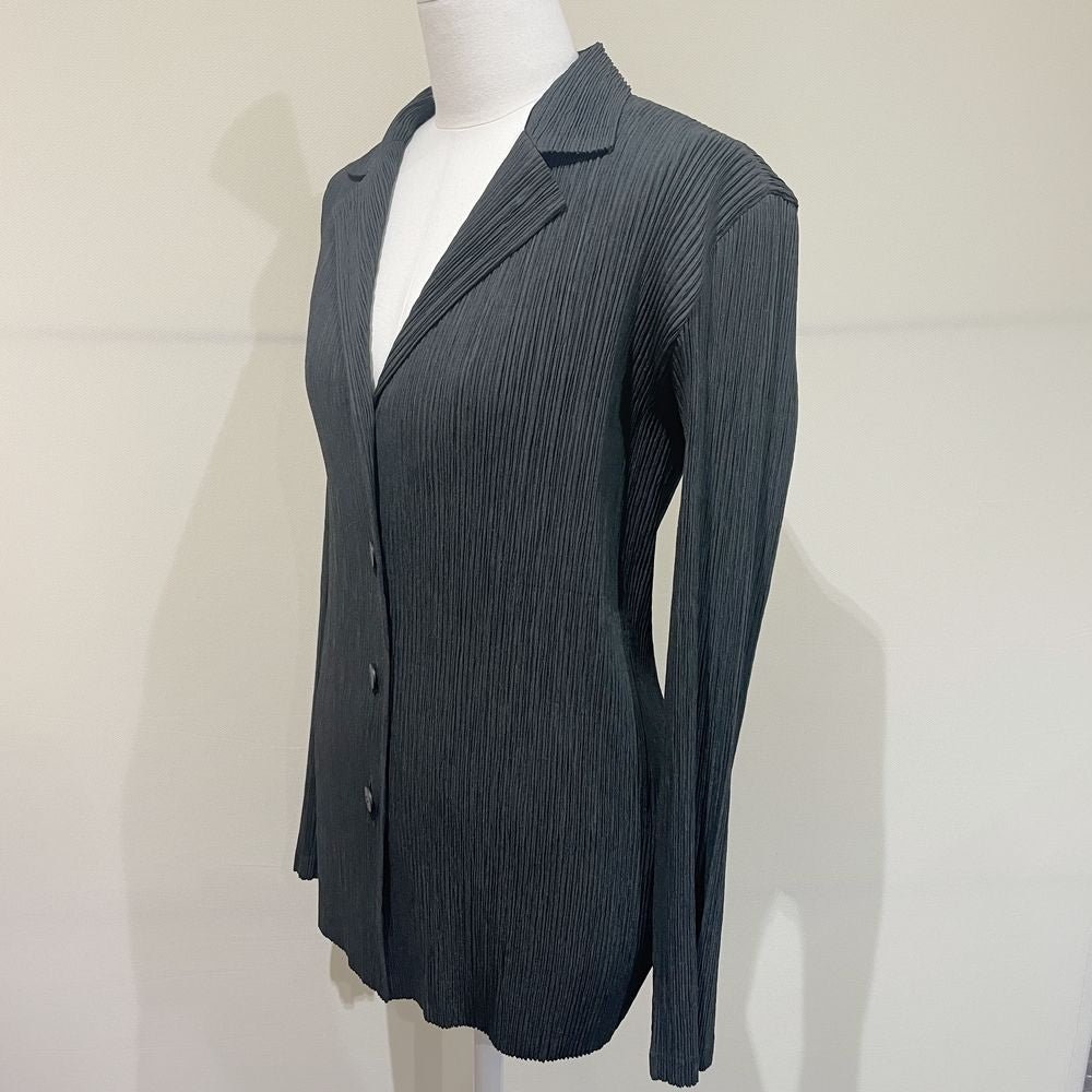 ISSEY MIYAKE(イッセイミヤケ) プリーツ加工 シャツ サイズ2 IM53FD431 テーラードジャケット ポリエステル レディース【中古B】20240417