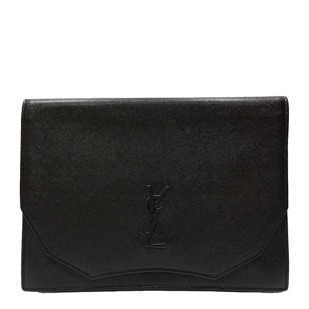 YVES SAINT LAURENT(イヴ・サンローラン) YSL ロゴ スクエア オールド ヴィンテージ クラッチバッグ レザー レディース【中古AB】20231202