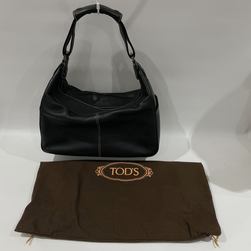 中古AB/使用感小】TOD'S トッズ ロゴ ドライビング サイドポケット ワンショルダー レディース ショルダーバッグ ブラック20462026