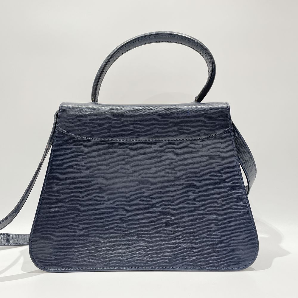 中古B/標準】CELINE セリーヌ サークルロゴ トップハンドル 2WAY ヴィンテージ レディース ハンドバッグ ネイビー20462040