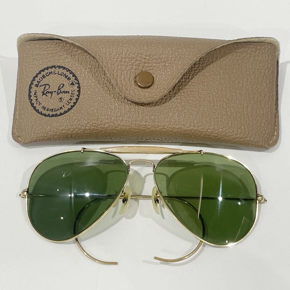 中古AB/使用感小】Ray-Ban レイバン ヴィンテージ アウトドアマン ティアドロップ B＆L 1/30 10K G.O. USA グリーンレンズ  メンズ サングラス ゴールド20462071