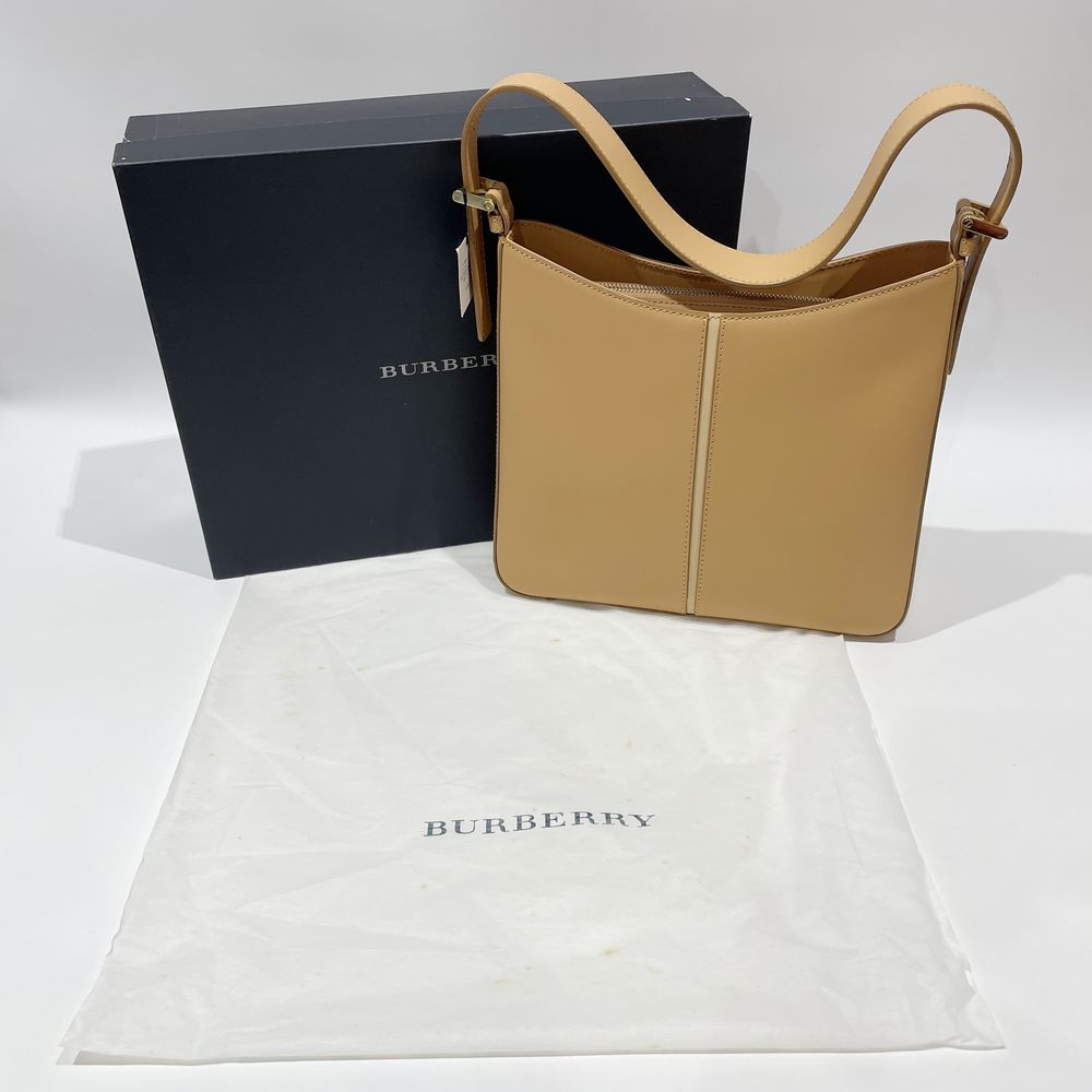 BURBERRY(バーバリー) サイドロゴ 内部チェック ワンショルダー タグ付き ショルダーバッグ レザー レディース【中古A】20240407