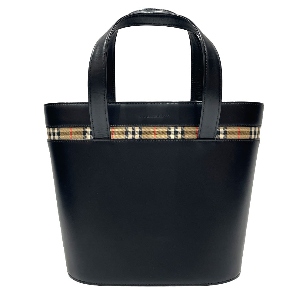 BURBERRY(バーバリー) ロゴ バケツ型 内部チェック ハンドバッグ レザー レディース【中古AB】20240407