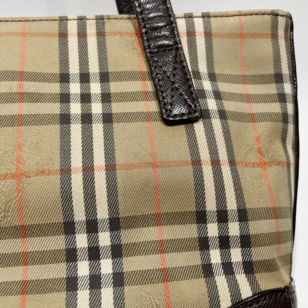 BURBERRY(バーバリー) ロゴ チェック ミニ ハンドバッグ キャンバス/レザー レディース【中古B】20240407