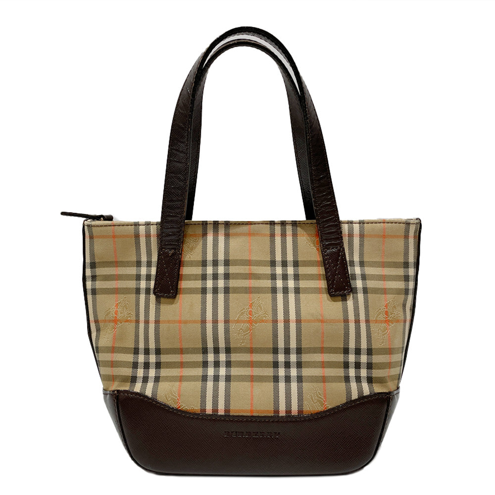 中古B/標準】BURBERRY バーバリー ロゴ チェック ミニ レディース ハンドバッグ ベージュ×ブラウン20462158