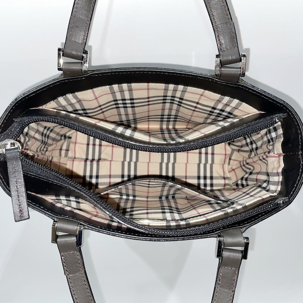 BURBERRY(バーバリー) ロゴ 内部チェック ミニ ハンドバッグ レザー レディース【中古AB】20240407