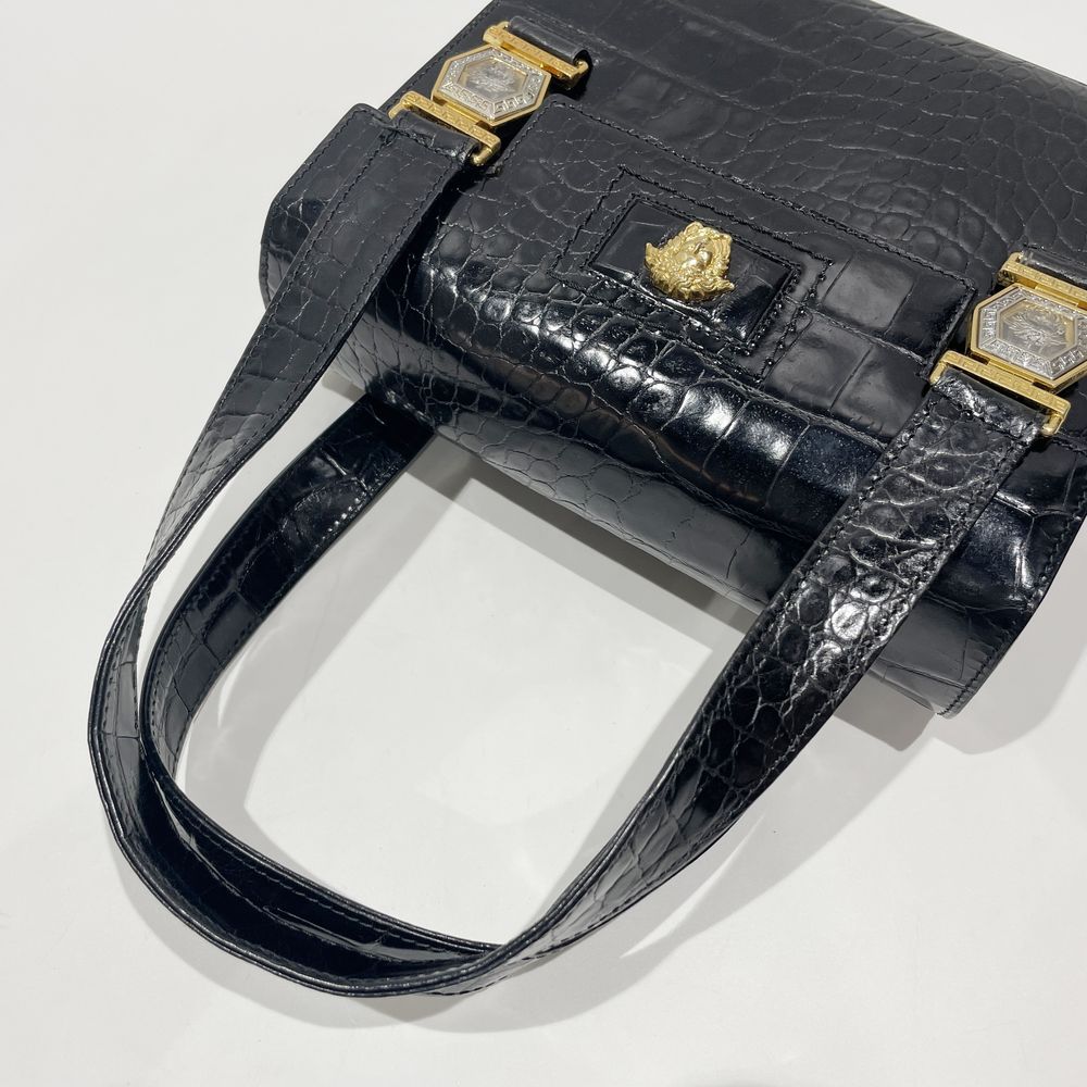 Gianni Versace(ジャンニ・ヴェルサーチ) メデューサ グレカ 型押し ヴィンテージ ハンドバッグ レザー レディース【中古B】20240413